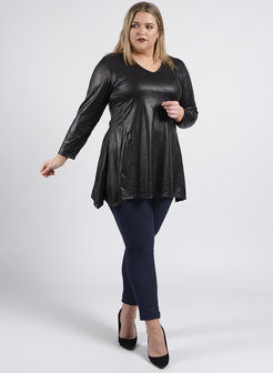 C-356 MAGNA A-LIJN TOP / LEATHER LOOK BASIC ZWART