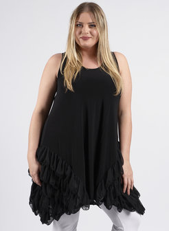 C-321 Side Ruffle Tunic zwart