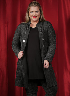 MAGNA BLAZER N-8005 Long Buttoned Blazer Glitter Print