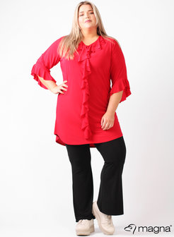 C-2109 - Frill Tunic Solid rood