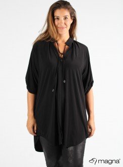 C-2121  MAGNA Flowy String Tunic 001 BLACK