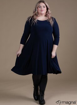 MAGNA JURK C-2130 - Long A-line Solid Dress navy 017