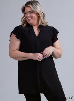 C-2305 Magna Sleeveless Frill Tunic  001 BLACK