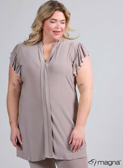C-2305 Magna Sleeveless Frill Tunic  001 BLACK