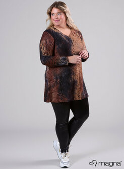 B-6004 - Jaquard Mesh Aline Shirt / Tunic U52064 Brown Black Waves
