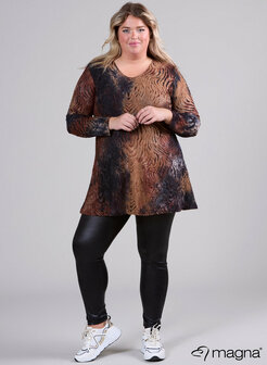 B-6004 - Jaquard Mesh Aline Shirt / Tunic U52064 Brown Black Waves