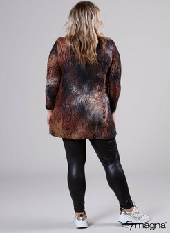 B-6004 - Jaquard Mesh Aline Shirt / Tunic U52064 Brown Black Waves
