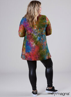 B-6004 - Jaquard Mesh Aline Shirt / U54048 Multi Color Lines Petrol Mix