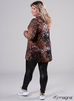 B-6004 - Jaquard Mesh Aline Shirt / 55064 Dots Brown Black