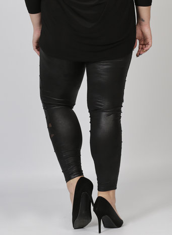 LEGGING MAGNA F-5005 - LEATHERLOOK ZWART STRIPE