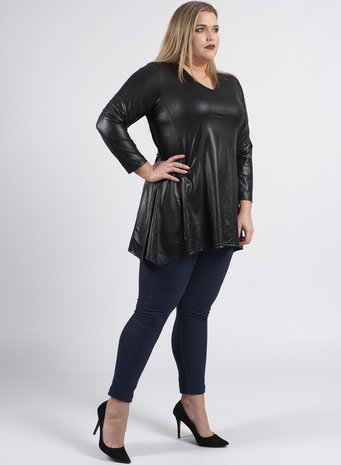 C-356 MAGNA A-LIJN TOP / LEATHER LOOK BASIC ZWART