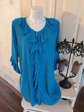 C-2109 - Frill Tunic Solid turquoise
