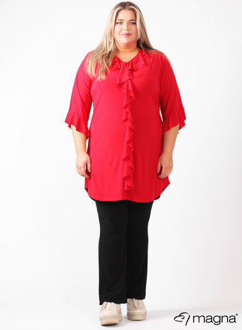 C-2109 - Frill Tunic Solid rood