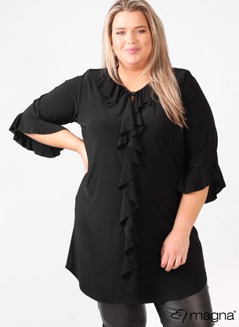 C-2109 - Frill Tunic Solid zwart