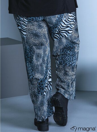 D-0003 -Printed Pleated Wide Leg Trouser X98020 - Mixed Animal Print Grey