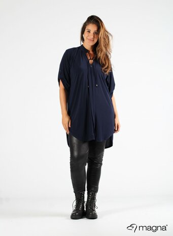 C-2121  MAGNA Flowy String Tunic 017 NAVY