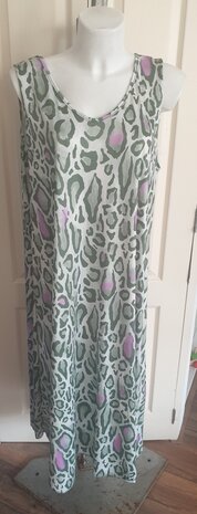 A-Lijn jurk tijger print  groen/rose