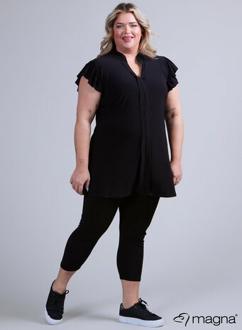 C-2305 Magna Sleeveless Frill Tunic  001 BLACK