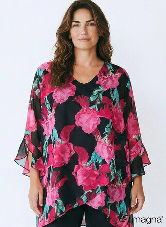 B-2605 T29056 Magenta Green Floral