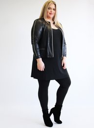 MAGNA JACKET K-8005 - Short Leather Look Jacket with Trim