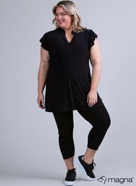 C-2305 Magna Sleeveless Frill Tunic  001 BLACK