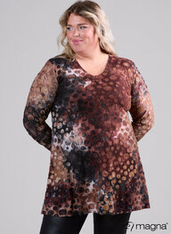 B-6004 - Jaquard Mesh Aline Shirt / 55064 Dots Brown Black