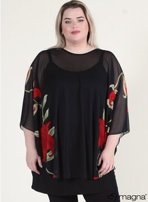 M-04 ROOD BLOEM PONCHO M-04 - 1 MAAT