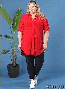 C-2121 Flowy String Tunic red 015