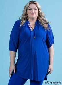 C-2121 Flowy String Tunic  kobalt blauw