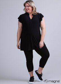 C-2305 Magna Sleeveless Frill Tunic  001 BLACK